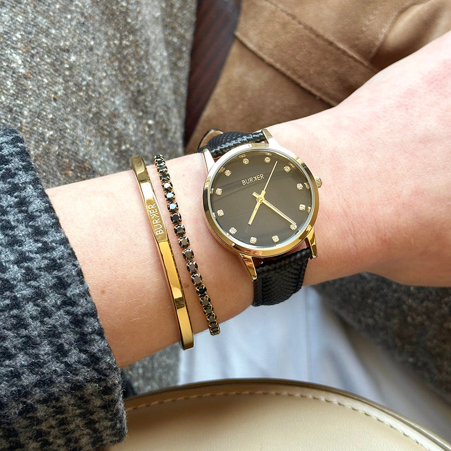 Amy Gold Black / Black Leather