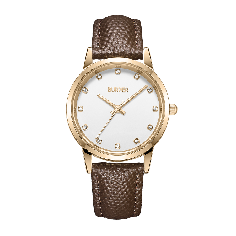 Amy Gold Brown Leather