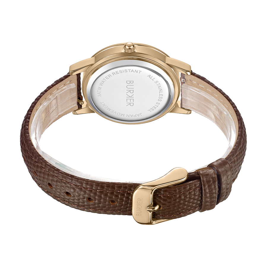Amy Gold Brown Leather