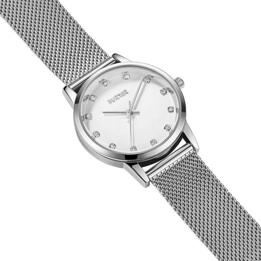 Amy Silver White Mesh