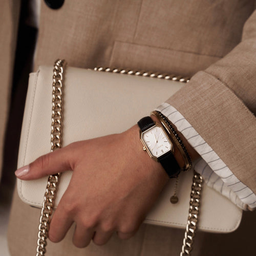 Isabell Gold Black Leather