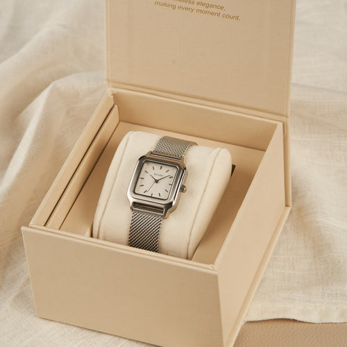 Macy Silver White Mesh
