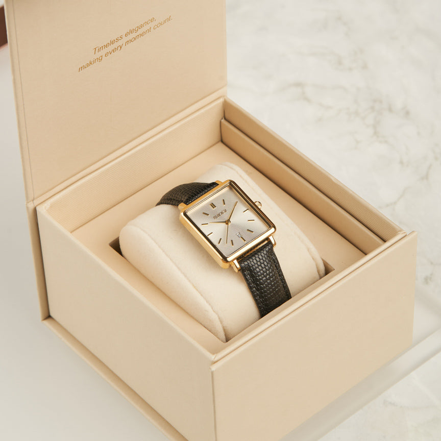 Daisy Gold Black Leather