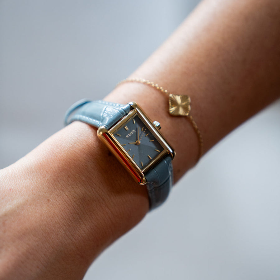 Olivia Gold Grey Leather