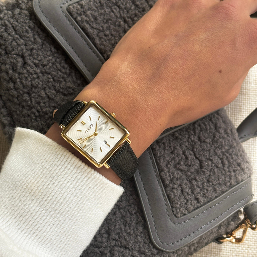 Daisy Gold Black Leather