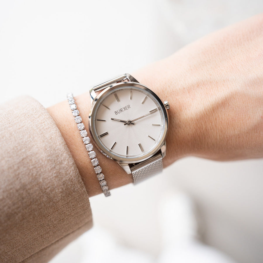 Emily Silver White Mesh