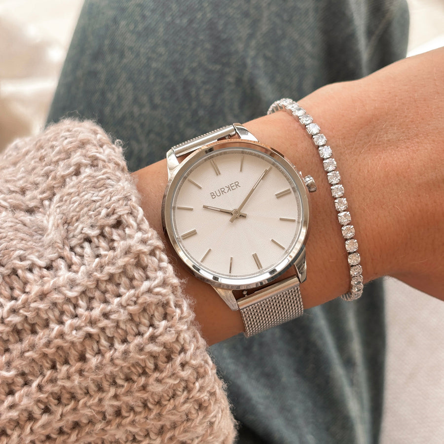Emily Silver White Mesh