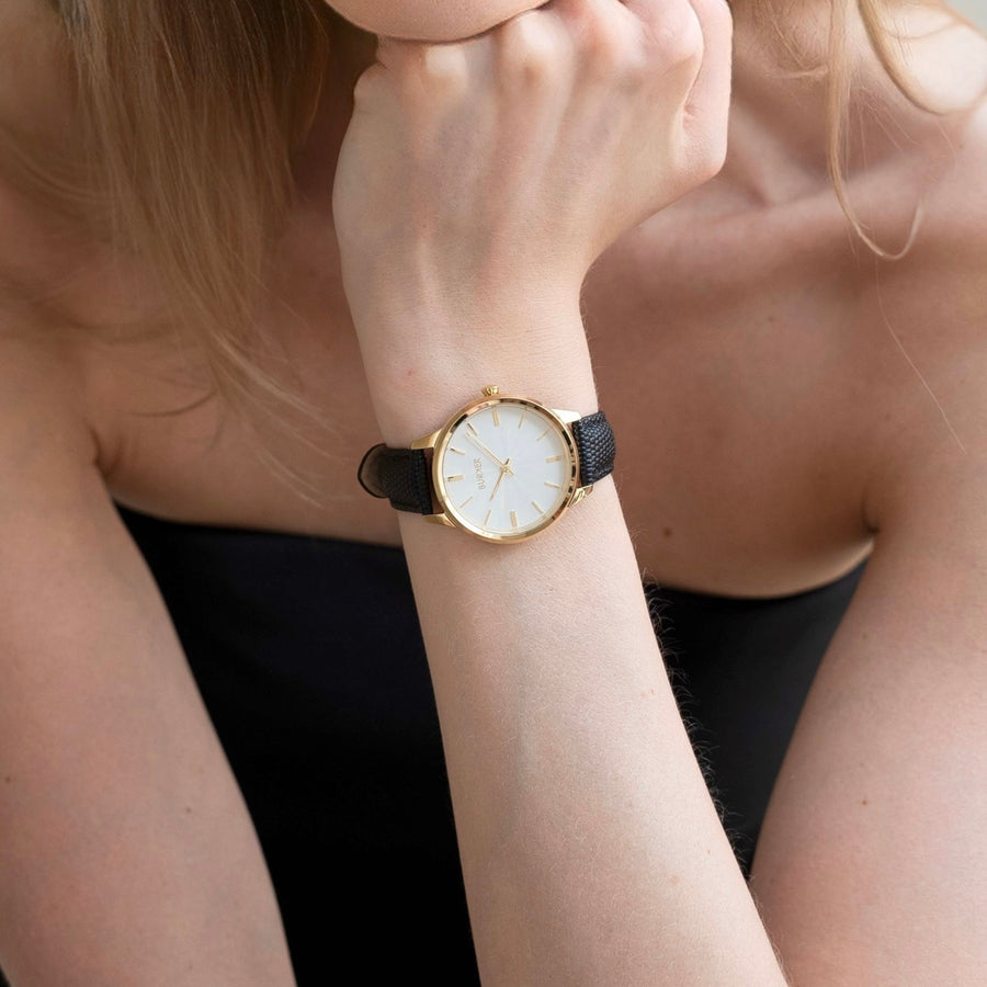 Emily Gold Black Leather