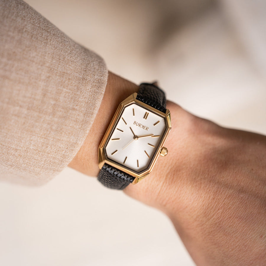Isabell Gold Black Leather