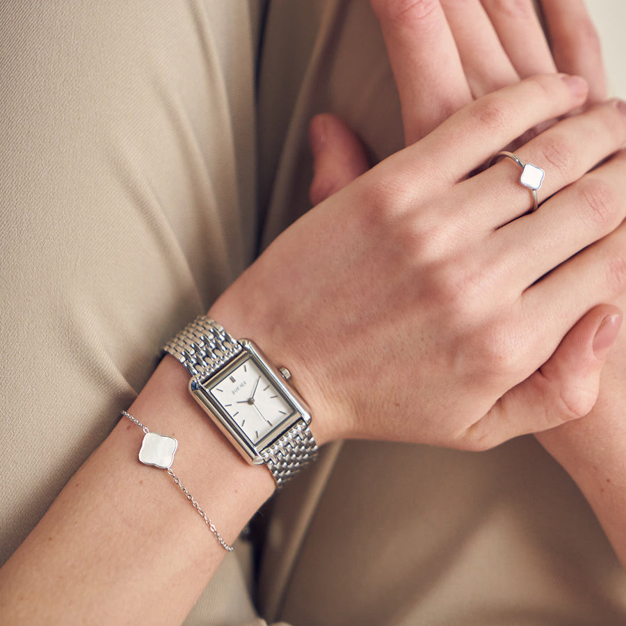 Flora Silver White Bracelet