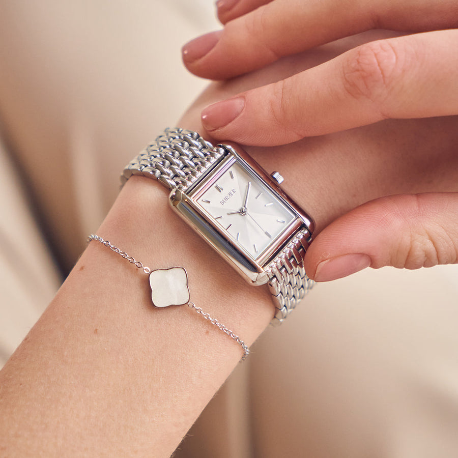 Flora Silver White Bracelet