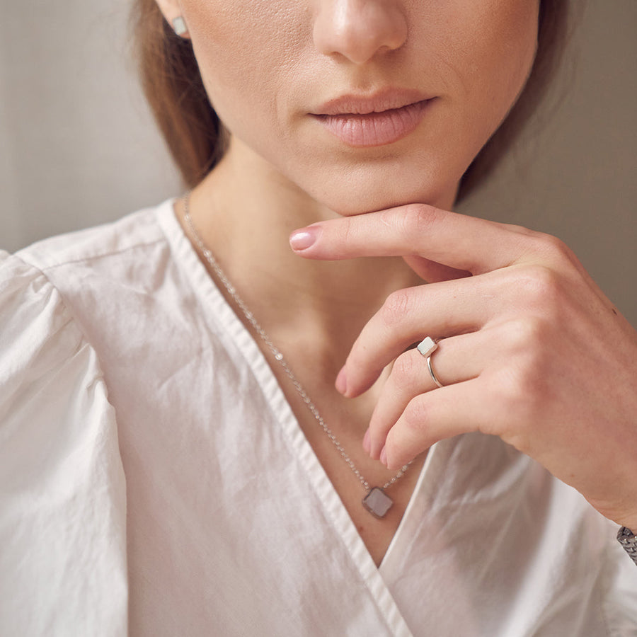 Flora Silver White Ring