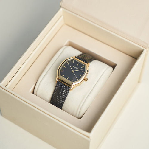 Julia Gold Black / Black Leather