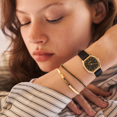 Julia Gold Black / Black Leather