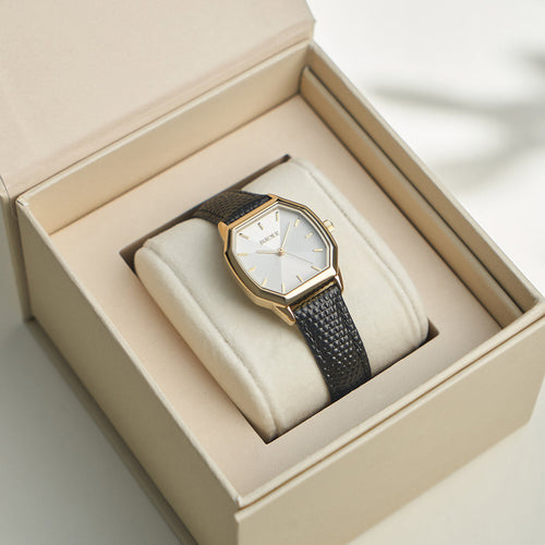 Julia Gold Black Leather