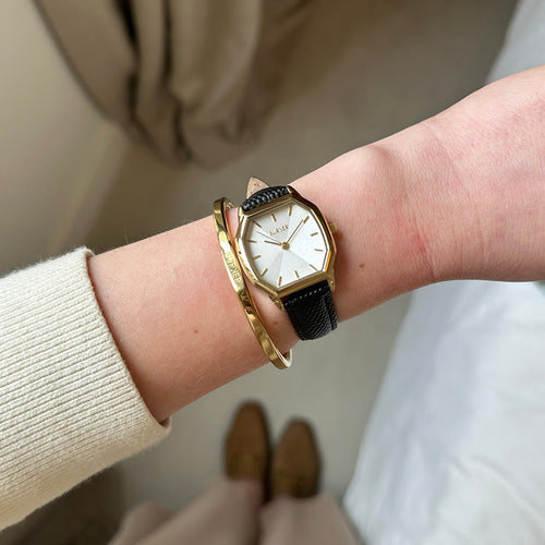 Julia Gold Black Leather