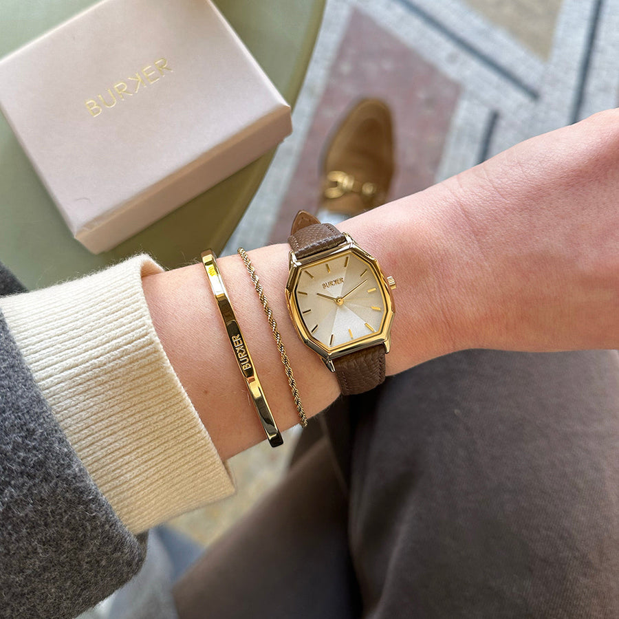 Julia Gold Brown Leather