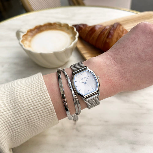 Julia Silver White Mesh