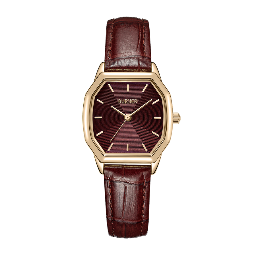 Julia Gold Burgundy Leather