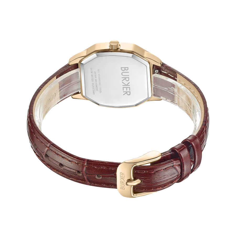 Julia Gold Burgundy Leather