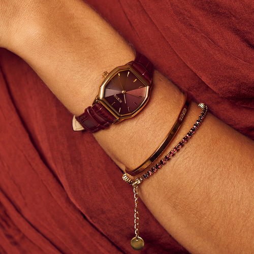 Julia Gold Burgundy Leather