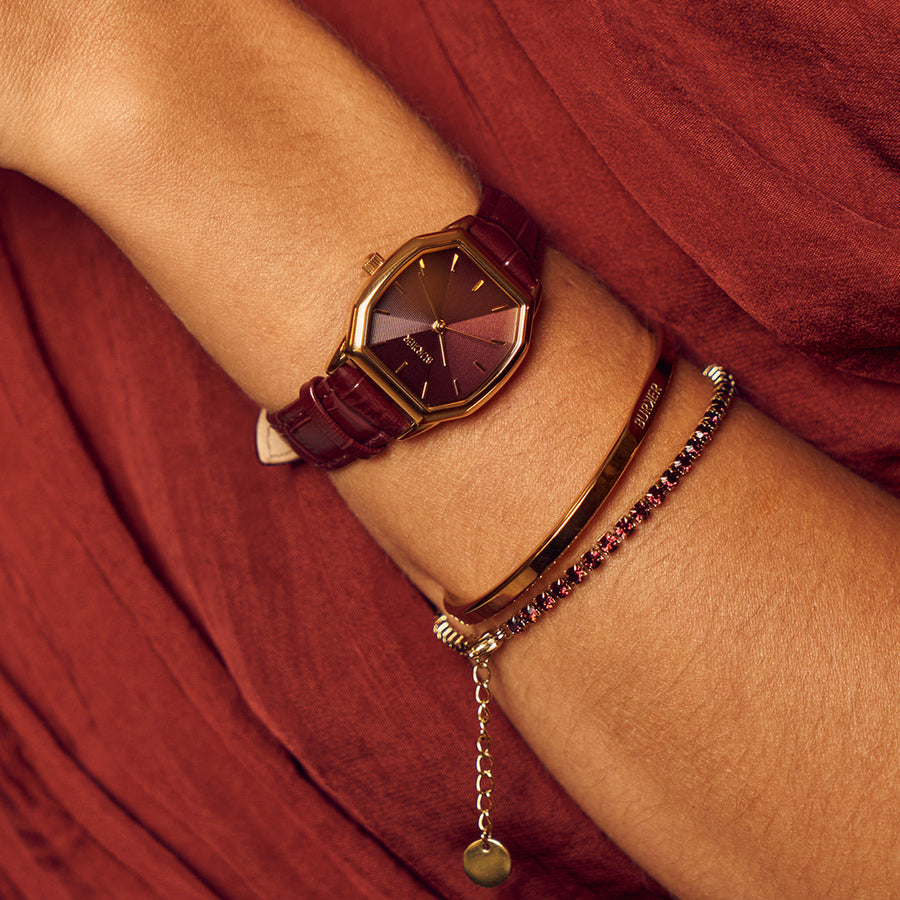 Julia Gold Burgundy Leather