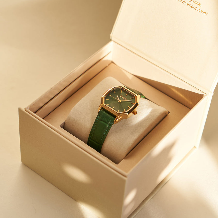 Julia Gold Green Leather