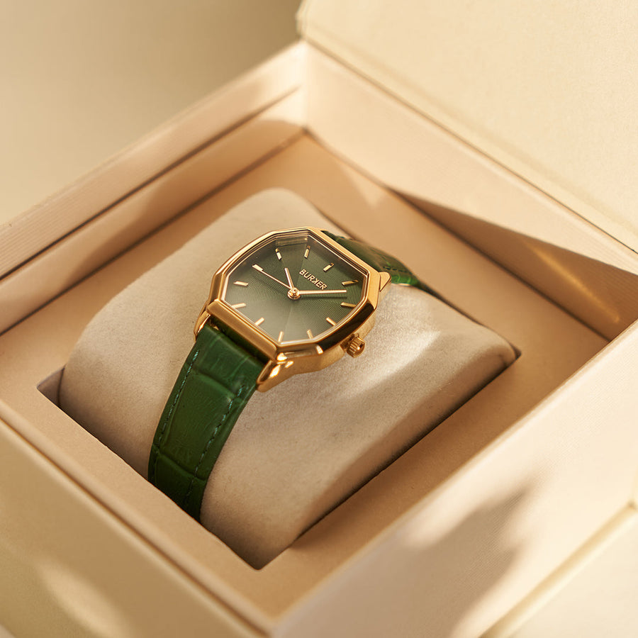 Julia Gold Green Leather