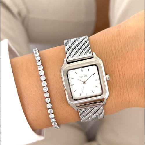 Macy Silver White Mesh