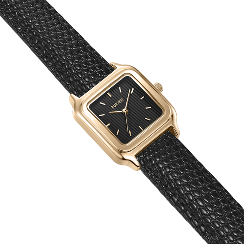 Macy Gold Black/Black Leather