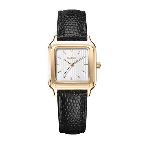 Macy Gold Black Leather