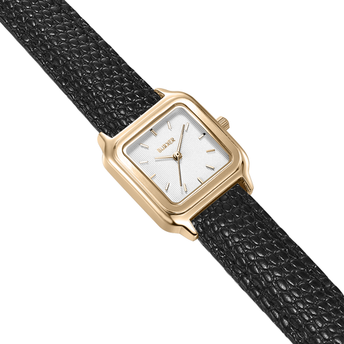 Macy Gold Black Leather