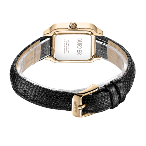 Macy Gold Black Leather