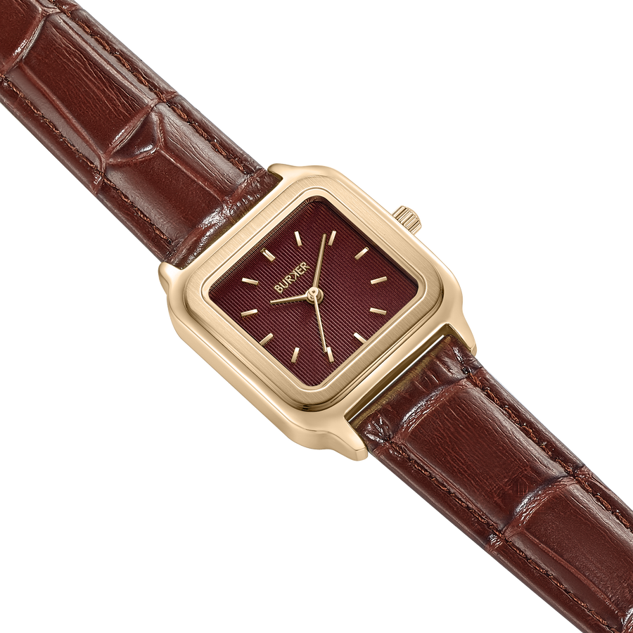 Macy Gold Burgundy Leather