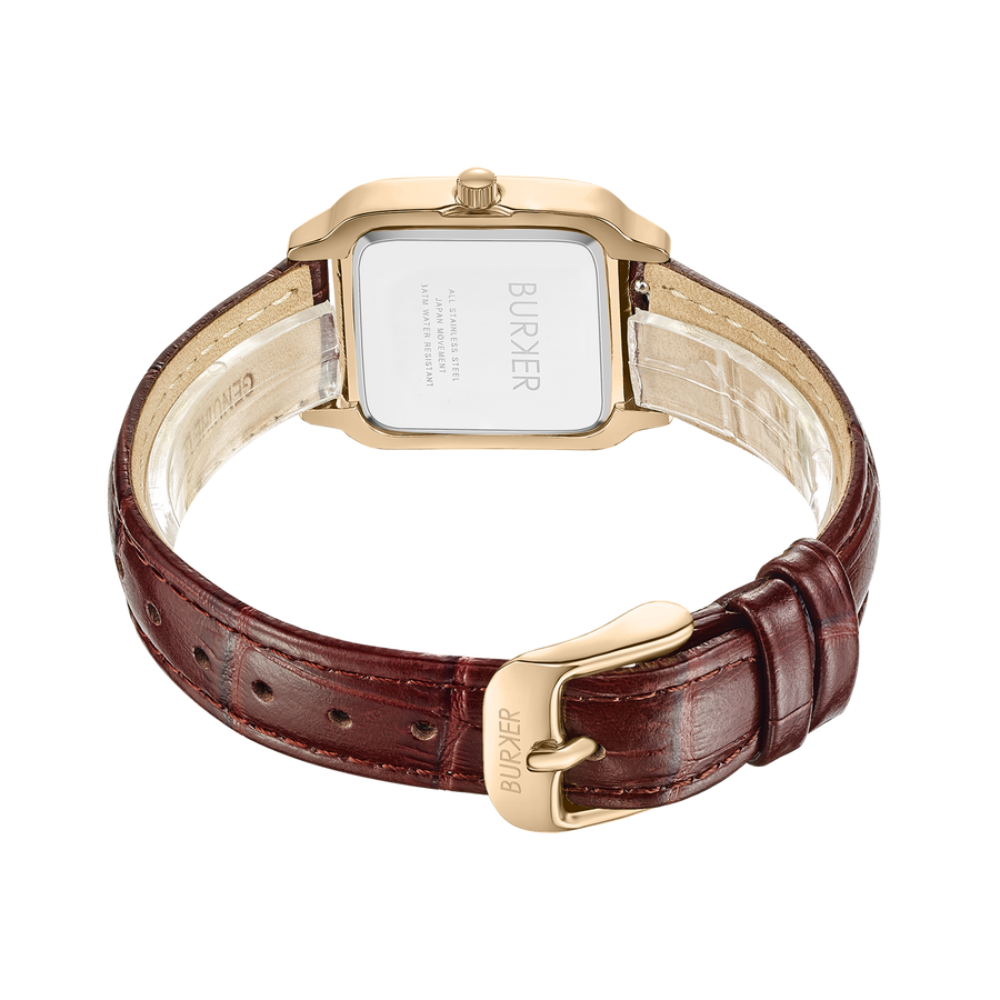 Macy Gold Burgundy Leather