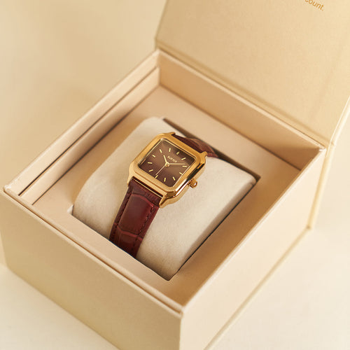 Macy Gold Burgundy Leather