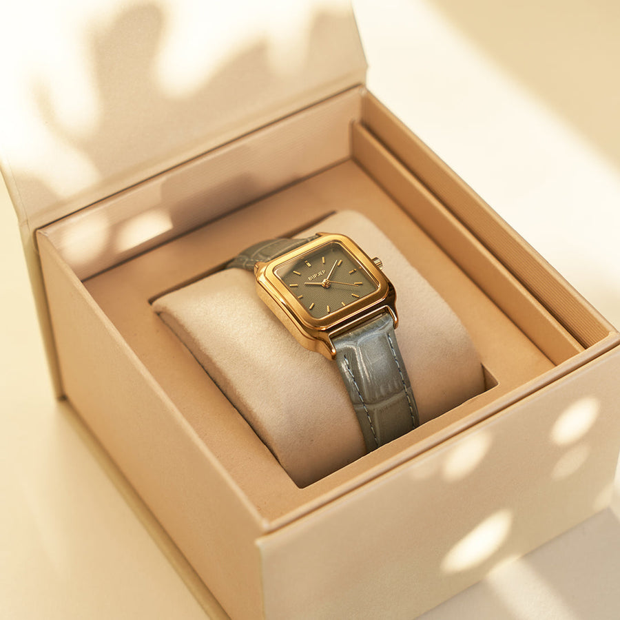 Macy Gold Grey Leather