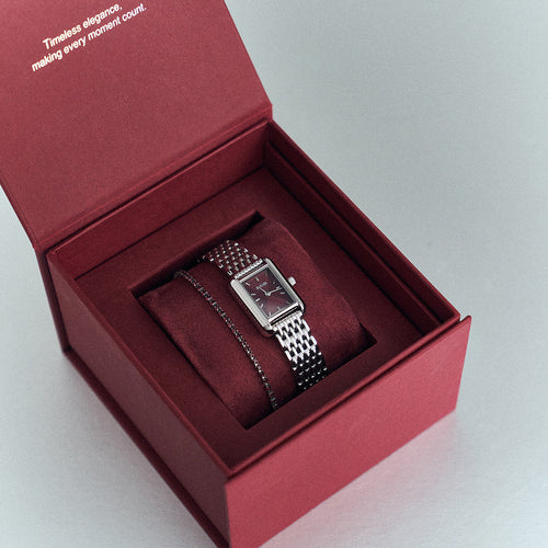 Ava Petite Silver Burgundy Bracelet