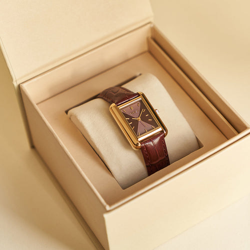 Olivia Gold Burgundy Leather