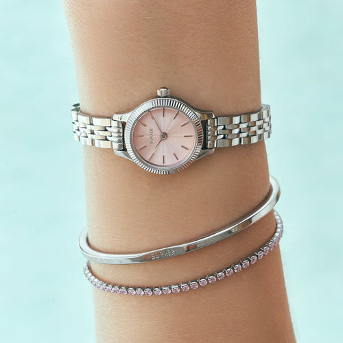 Ava Petite Silver Pink Bracelet