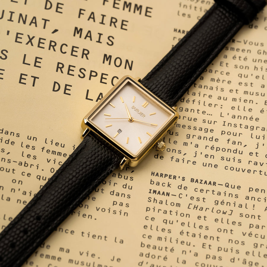 Daisy Gold Black Leather