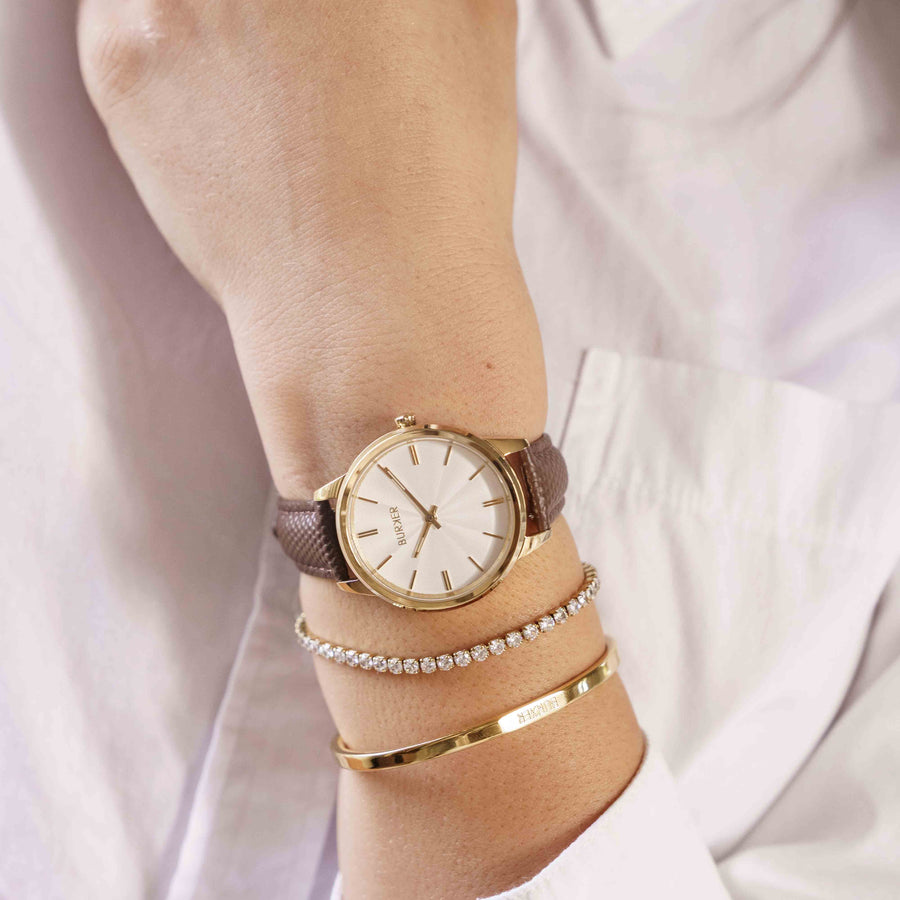 Emily Gold Brown Leather