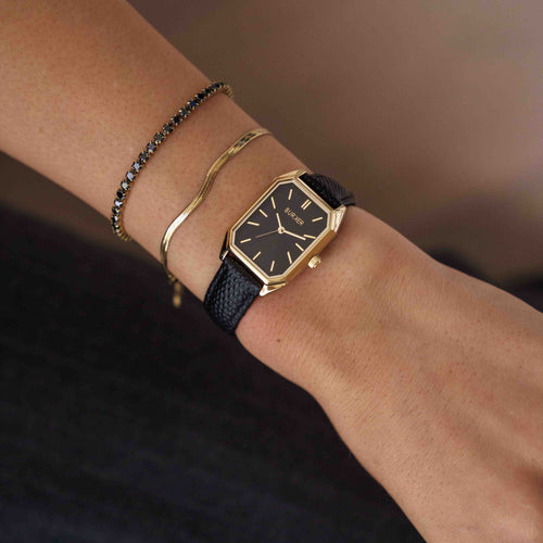 Isabell Gold Black/Black Leather