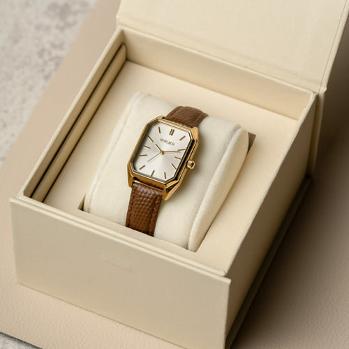 Isabell Gold Brown Leather